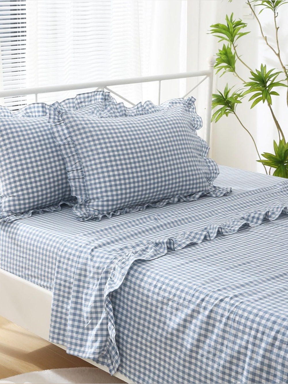 JCPenney Home Collection Blue Gingham Sheet Set